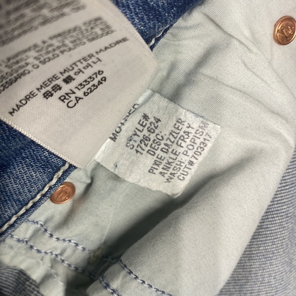 MOTHER PIXI DAZZLER ANKLE FRAY IN POPISM HIGH WAISTED RAW HEM STRAIGHT LEG SZ 26 - Picture 8 of 16